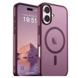 SUPFINE Magnetic for iPhone 17 Case (Compatible with MagSafe)(Military Grade Drop Protection) Translucent Matte Shockproof with Anti-Fingerprint Phone Cover 2025,Wine Red - Retail: $15