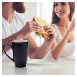 amhomel Porcelain Tea Mug with Infuser and Lid, 16 Ounce Ceramic Tea Cup for Loose Leaf, Coffee, Cocoa and Milk, Tea Gift for Tea Lovers, Set of 2(Navy Blue and White) - Retail: $22