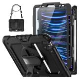 HXCASEAC Case for iPad Pro 11 Inch Case (2022/2021/2020/2018) Shockproof Design with Pencil Holder/Screen Protector/Rotating Hand Strap, Protective Cover for iPad 11 Pro 4th/3rd/2nd/1st, Black - Retai