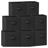 Criusia Large Storage Cubes - 13 Inch Heavy Duty Fabric Storage Bins for Shelves Closet, Cube Organizer - 8 Pack Collapsible Cube Storage Bins Baskets for Organizing Clothes Blankets Toys (Black) - Re