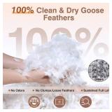 zibroges Goose Feather Pillows Bed Pillow - Hotel Down Pillows Queen Size Set of 2, Fluffy Support Surround Fill Polyester for Back, Stomach, Side Sleepers, Breathable & Soft Bed Pillow for Sleeping