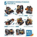 Opmind 5 in 1 STEM Remote Control Building Kit, 392Pcs Blocks Erector Projects Set Toys for Kids Age 8-12, Build a Tank/Robot/AVT DIY Science Educate 6 7 9 10 11 Years Old for Boys & Girls Gift Ideas 