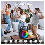 Karaoke Machine, Portable Bluetooth Speaker with 2 Wireless Microphones for Adults & Kids with Lights, Karaoke Microphone with PA System Supports USB/TF/FM/AUX for Home Party Home System Packages - Re