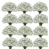 100 Pcs Babys Breath Artificial Flowers, Baby Breath Flowers Artificial Bulk, Real Touch White Fake Flowers, Faux Babies Breath Gypsophila for Wedding Home Decor Floral Arrangement - Retail: $84