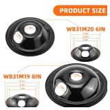 Black Electric Stove Burner Drip Pans WB31M19(8") WB31M20(6") and Electric Stove Burner Replacement MP15YA(6") MP21YA(8") for G-E Hot-point Ken-more Electric Range Stove by MIFLUS