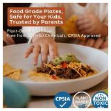 Nook Theory 8-Pack Reusable Wheat Straw Plates Set - Non Toxic and Non Plastic Dinner Plates for Kids and Adults, Lightweight Unbreakable Plate, Microwave Safe and Dishwasher Safe (Meadow 9") - Retail