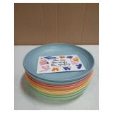 Nook Theory 8-Pack Reusable Wheat Straw Plates Set - Non Toxic and Non Plastic Dinner Plates for Kids and Adults, Lightweight Unbreakable Plate, Microwave Safe and Dishwasher Safe (Meadow 9") - Retail