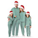 Liitrsh Christmas Family Pajamas Matching Set Striped Pajamas Classic Sleepwear Loungewear Xmas Holiday(Men,X-Large,Green White) - Retail: $22