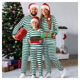 Liitrsh Christmas Family Pajamas Matching Set Striped Pajamas Classic Sleepwear Loungewear Xmas Holiday(Men,X-Large,Green White) - Retail: $22