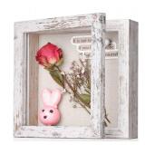 2 Packs 5x5 Shadow Box Frame with Linen Back - Sturdy Rustic Memory Display Case of Flower, Pictures, Medals and More, Distressed White - Retail: $16