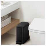 Cesun Small Bathroom Trash Can with Lid Soft Close, Step Pedal, 6 Liter / 1.6 Gallon Stainless Steel Garbage Can with Removable Inner Bucket, Anti-Fingerprint Finish (Matt Black) - Retail: $27