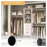 1.3 Inch Diameter Closet Rods for Hanging Clothes, Metal Heavy Duty Closet Rod 17-28 Inch Adjustable, White Closet Bar for Hanging Clothes, Suitable for Closet, Wardrobes, Bathroom, Windows - Retail: 