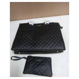 LOVEVOOK Lunch Tote Bag for Women, 15.6 Inch Laptop Bag with Insulated Lunch Compartment, Quilted Large Capacity Computer Handbag with Purse for Business, Work, Nurse, Office, Collage, Casual, Black -