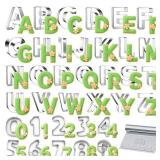 36 Pcs Alphabet & Number Cookie Cutters, 3 Inch Assorted Sizes Stainless Steel Cookie Cutter Sets, Fondant & Dough Fruit Molds for Party Birthday Christmas Decorations, Includes Steel Scraper - Retail