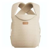 Momcozy Newborn Carrier WeeSnug- Lightweight and Cozy Comfort for 7-25 lbs, Ergonomic Cross-Back Support, Effortless to Put On, Hands-Free Baby Carrier with Lumbar Support, Khaki - Retail: $60