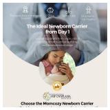 Momcozy Newborn Carrier WeeSnug- Lightweight and Cozy Comfort for 7-25 lbs, Ergonomic Cross-Back Support, Effortless to Put On, Hands-Free Baby Carrier with Lumbar Support, Khaki - Retail: $60