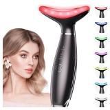 Dopsikn 7 Color Galvanic Machines - Red Light Therapy for Face and Neck, Face Massager Tool for Wrinkles, Double Chin, Vibrating Facial Massager with Thermals, Black - Retail: $30