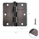 18 Pack Door Hinges, 3.5 x 3.5 Inch Oil Rubbed Bronze Hinges for Wood 1/4