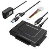 USB 3.0 to IDE SATA Adapter, USB Type C Hard Drive Reader External HDD Converter for 2.5/3.5 inches IDE SATA HDD SSD, 12V/2A Power Adapter Included - Retail: $25