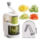 Badelite Vegetable Spiralizer 4-IN-1 Rotating Blade Veggie Spiralizer Zucchini Noodle Maker with Strong Suction Cup Spiral Vegetable Cutter Slicer - White - Retail: $24