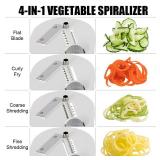 Badelite Vegetable Spiralizer 4-IN-1 Rotating Blade Veggie Spiralizer Zucchini Noodle Maker with Strong Suction Cup Spiral Vegetable Cutter Slicer - White - Retail: $24