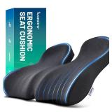 Firm Support Seat Cushion for Long Sitting, Ergonomic Memory Foam with Coccyx Cut-Out, Stable Pressure Distribution for Office Chair, Gaming & Daily Home Seating, Non-Slip Bottom, Washable Cover - Ret