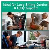 Firm Support Seat Cushion for Long Sitting, Ergonomic Memory Foam with Coccyx Cut-Out, Stable Pressure Distribution for Office Chair, Gaming & Daily Home Seating, Non-Slip Bottom, Washable Cover - Ret