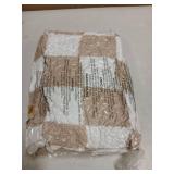 Bedsure GentleSoft Checkered Throw Blanket for Couch - Beige Soft Cozy Blanket, Fluffy Warm Fuzzy Knit Throw Blankets for Bed Sofa, Birthday, Valentines Day Decor Gifts for Women Men, 50x60 Inches - R