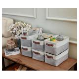 DECOMOMO Small Storage Basket, Closet Storage Bins, Baskets for Organizing Shelves (Grey & White, Small - 6 Pack) - Retail: $31