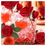 AmyHomie Artificial Flower Dark Red Rose 25pcs Real Looking Fake Roses w/Stem for DIY Wedding Bouquets Centerpieces Arrangements Party Baby Shower Valentines Day Christmas Tree Decorations - Retail: $