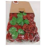 AmyHomie Artificial Flower Dark Red Rose 25pcs Real Looking Fake Roses w/Stem for DIY Wedding Bouquets Centerpieces Arrangements Party Baby Shower Valentines Day Christmas Tree Decorations - Retail: $