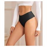oshkang Thongs for Womens High Waisted Seamless for Women Underwear Sexy Breathable Panties 5 Pack Black Medium  - Retail: $15