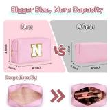 TOPEAST Initial Makeup Bag, Birthday Gifts for 4 5 6 7 8 9 10 11 12 Year Old Teen Girls, Personalized Preppy Cosmetic Bags Toiletry Bag (Pink A) - Retail: $10