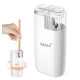 Eagle Pencil Sharpener, Portable Pocket-Sized with Creative Patented Design, Electric Sharpener for Multiple Types of Pencils, Battery-Operated, Manual/Electric Compatible(White) - Retail: $13