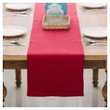 Soft Caddice Faux Linen 2 Side Table Runner, eco-Friendly Fabric Handcrafted Runner, Burgundy 12 x 36 Inch - Retail: $10