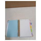 Hardcover Spiral Notebook 6.2"x 8.2" Journal Notebook with Tabs and Removable Dividers 300 Pages 5 Subject Notebook College Ruled, Faux Leather Spiral Bound Notebook for Women School Work(Lake Blue) -