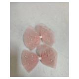 2 PCS Pearl Hair Bows Hair Clips for Toddler Girls - Elegant Ivory Lace Veil Hair Accessories for Birthday, Wedding, Halloween, Thanksgiving, and Christmas Occasions(Pink) - Retail: $8