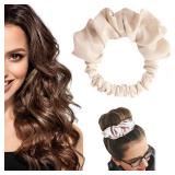 Foaryoer Heatless Curls Headband - Heatless Hair Curlers to Sleep In - No Heat Hair Curling Wrap - Beige - Retail: $9
