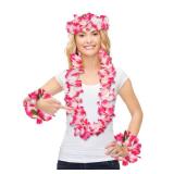 GHGMAO 2pk Hawaiian Flower Leis for Luau Parties - Tropical Party Decorations & Favors, Hawaiian Lei Garland Necklaces for Birthdays, Wedding & Summer Beach Vacations (Pink) - Retail: $8