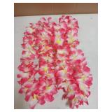 GHGMAO 2pk Hawaiian Flower Leis for Luau Parties - Tropical Party Decorations & Favors, Hawaiian Lei Garland Necklaces for Birthdays, Wedding & Summer Beach Vacations (Pink) - Retail: $8