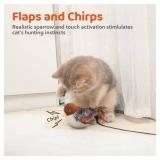 Potaroma Cat Toys Rechargeable Flapping Bird Sparrow, Lifelike Chirp Tweet, Touch Activated Kitten Toy Interactive Cat Exercise Toys for All Breeds Cat Kicker Catnip Toys 4.0 Inches - Retail: $13