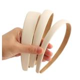 AUDTOPE 3Pcs Faux Leather Headbands for Women, Solid Soft Plain White Leather Hair Accessories - Retail: $8