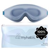 MyHalos Sleep Mask 3D Blackout Eye Mask for Women & Men, Side Sleepers, Zero Pressure Memory Foam Eyelash Friendly, Breathable,Award-Winning Sleep Aid for Travel (Light Blue, 1 Count (Pack of 1)) - Re