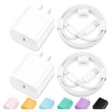 iPhone Charger Fast Charging,[MFi Certified] 2Pack 20W Type C Fast Charger Block with [10FT&6FT] USB C to Lightning Cable Compatible for iPhone 14/13/12/11 Pro Max/Xs Max/XR/X,iPad - Retail: $9