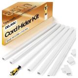 Delamu Cord Hider, Cord Covers for Wires on Wall, One-Cord Cable Hider, Self-Adhesive Wire Hiders Wire Covers for TV Cords on Wall, Easy Mount Cable Cover Management Kit, 6X W0.59 H0.4in, White - Reta