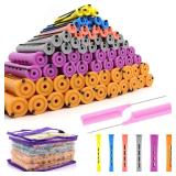 120Pcs Hair Perm Rods Set, 6 Sizes Plastic Hair Cold Wave Rods, Heatless Perming Rods Hair Curlers Rollers with Pintail Comb for Long Short Straight Curly Natural Hair DIY Hairdressing Styling Tools -