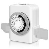 Timers for Electrical Outlets Indoor, AaiVrylliz 3-Prong Dual Outlet Timer,24-Hour 30 Minute Daily On/Off Cycle, Plug-in Mechanical Timers for Christmas Lights, Lamps, Grow Light - Retail: $9