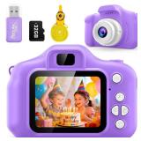 Kids Camera for Girls, 1080P HD Digital Camera with 32GB SD Card, 8MP Sky Purple Camera Toy for 3-12 Year Old Girls, Birthday Gift with 6 Filters, 20 Frames Video (Light Purple) - Retail: $28