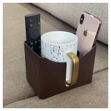 Couch Anti-Spill Drink Holder Tray, Couch Seat Cushion Cup Beverage Holder for Cups, Mugs, Bottles, Cans (Brown) - Retail: $13