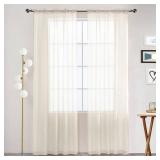 SpaceDresser Basic Rod Pocket Sheer Voile Window Curtain Tiers Ivory 2 Panels 52 Width 84 Inch Long for Kitchen Bedroom Children Living Room Yard(Ivory,52 W x 84 L) - Retail: $9